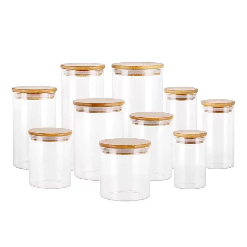 Wholesale 2 oz 4 oz 8 oz 16 oz 500ml Candle Jar clear Thick Glass Candle Jar With Bamboo Lid - 图片 2