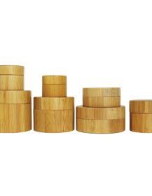 Custom logo Aluminum Bamboo Cosmetic Jar with Bamboo Lid for Face Cream Luxury Bamboo Packaging