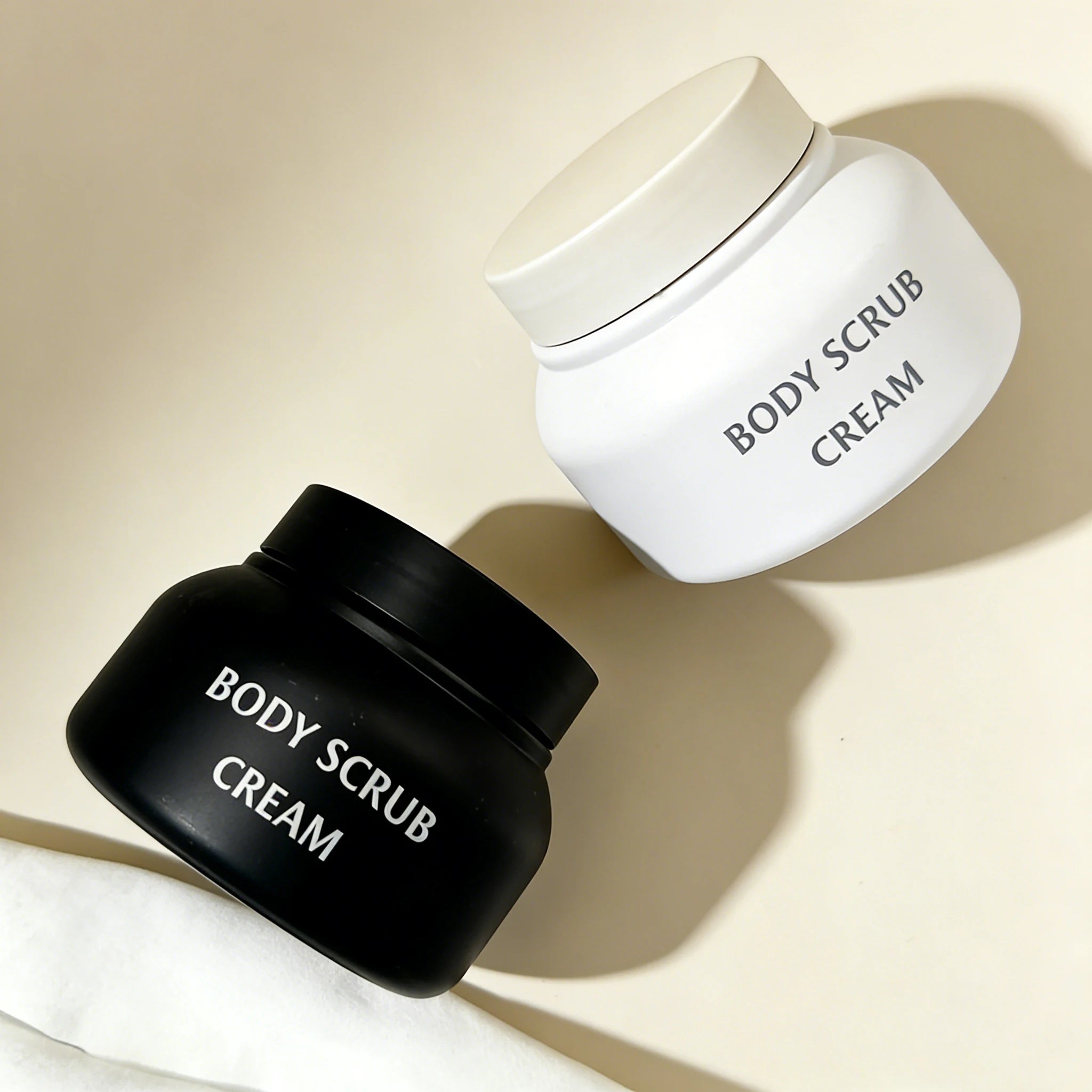 Custom Printed 8oz PET White Black Cosmetic Cream Jars Plastic Body Scrub Container With Lids - 图片 2