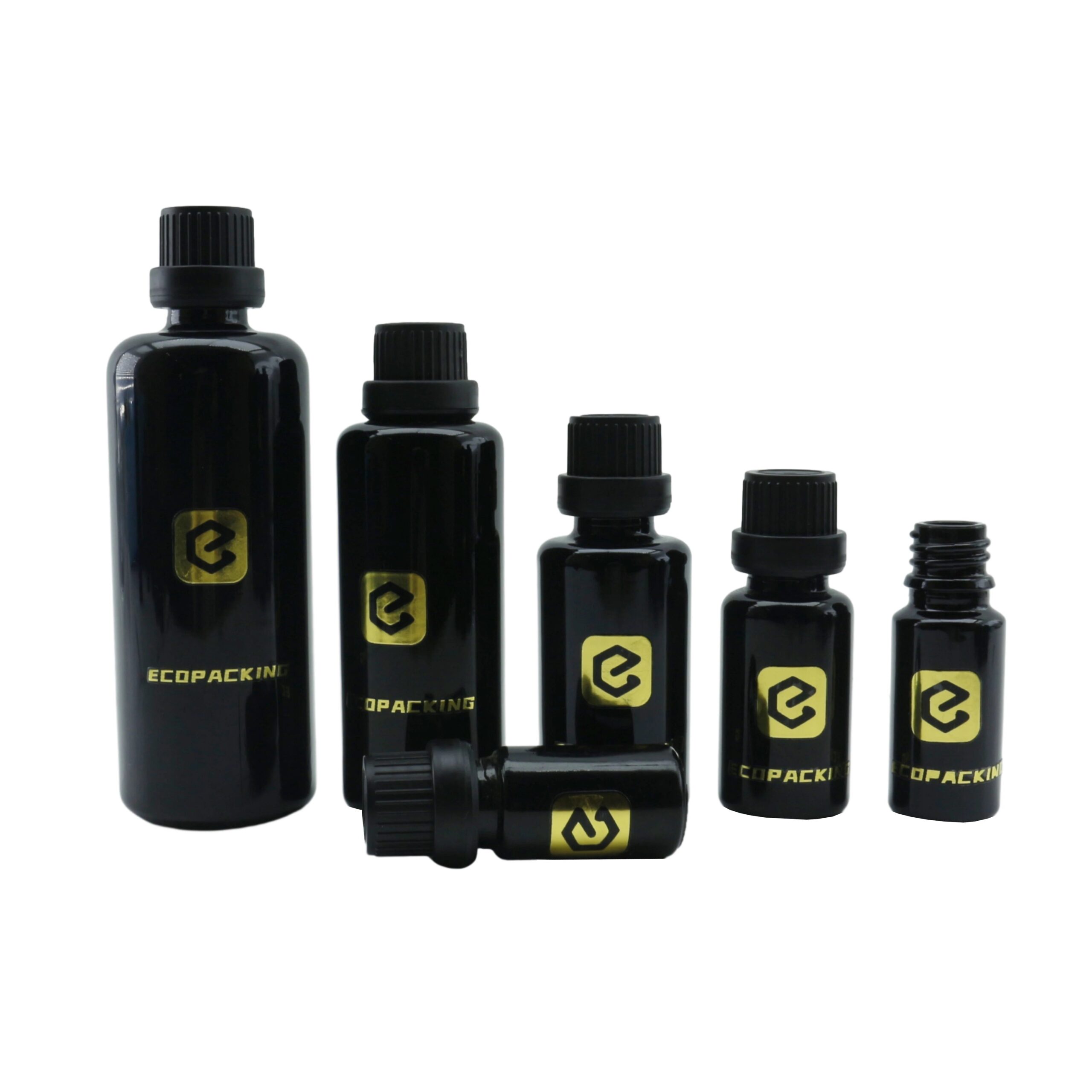 Wholesale Uv Dark Violet Black 5ml 15ml 30ml 50ml 100ml Glass Cosmetic Serum Bottle for Oil