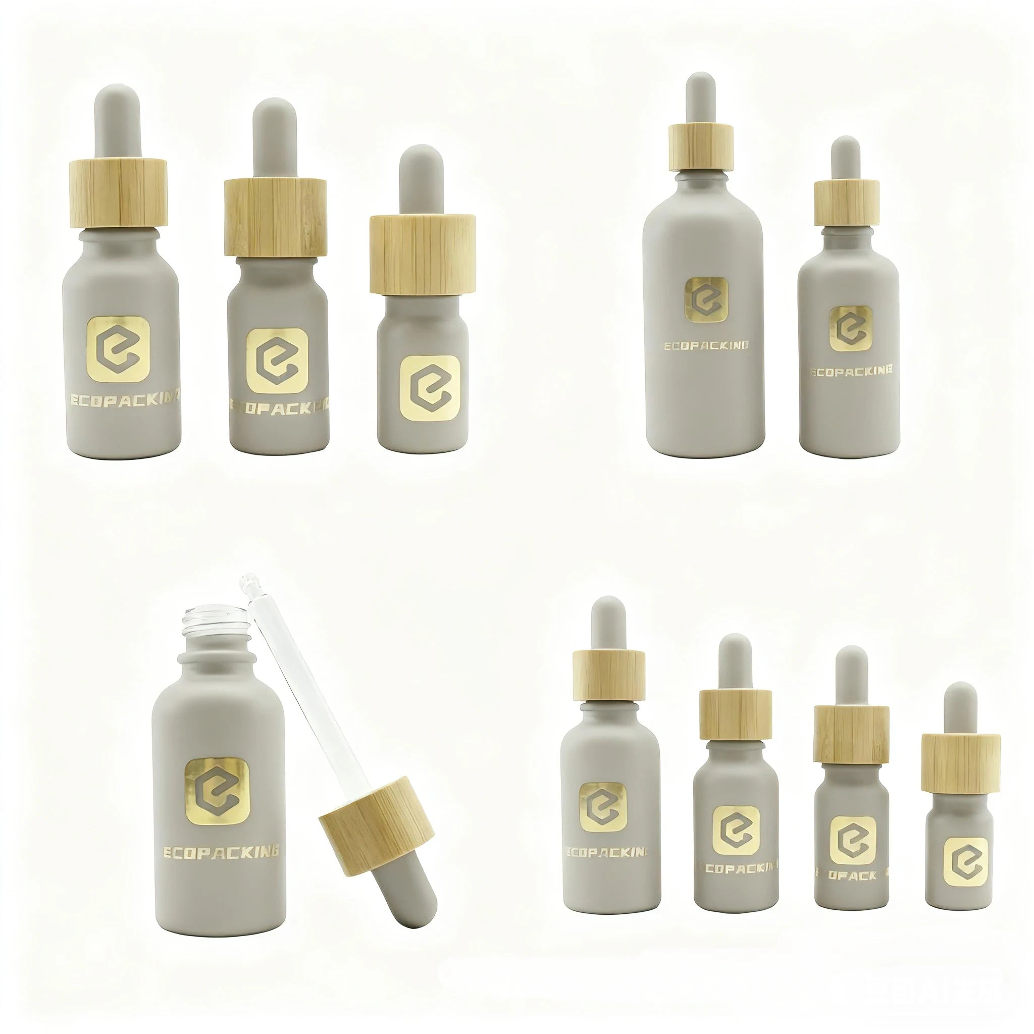 15-100ml Round Green Frosted Glass Cosmetic Dropper Bottles for Essential Oil and Mascara Packaging - 图片 6