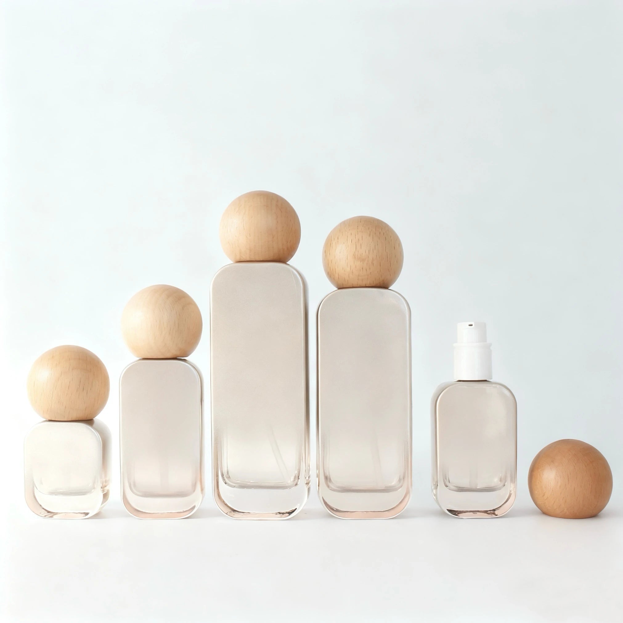 New Design Skin Care Set Packaging 20ml 30ml 50ml 100ml 120ml Glass Lotion Bottles With Pump Cream Glass Jar With Bamboo Lid - 图片 4