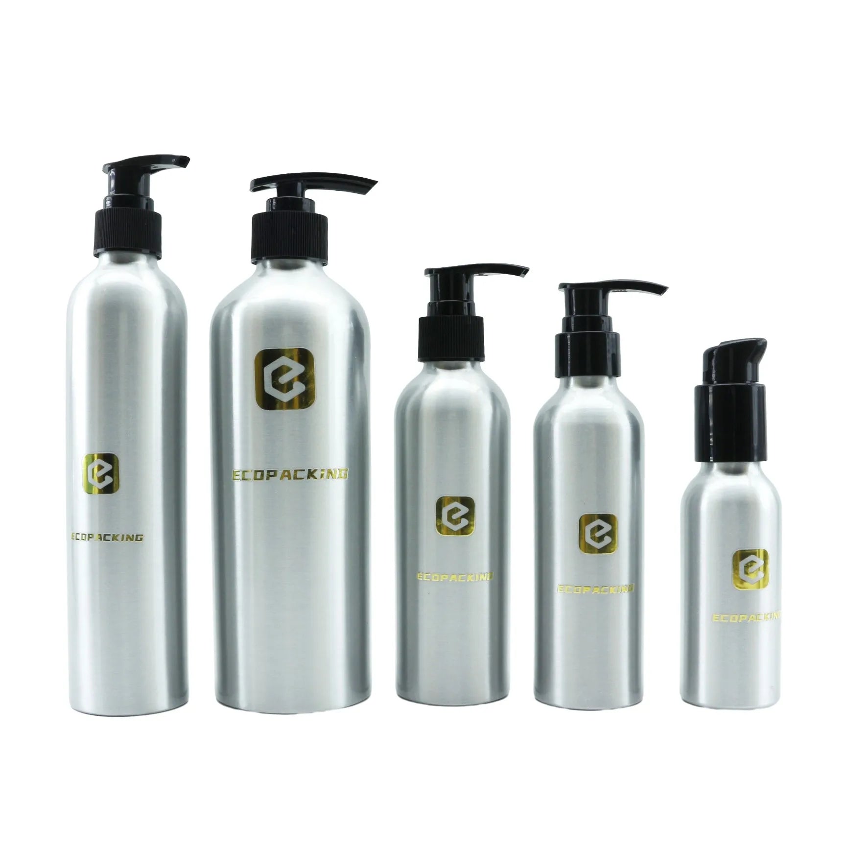 Recycled Empty 30ml 50ml 100ml 250ml Silver Metal Aluminum Bottles Pump for Shampoo Lotion Hair Conditioner Hand Soap Perfume - 图片 5