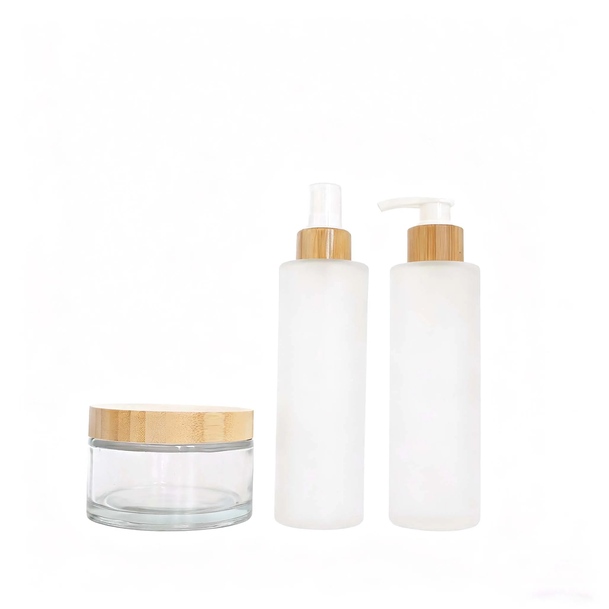 Cosmetic Skincare Packaging Frosted 200ml Lotion Pump Fine Mist Glass Spray Bottle and Jar - 图片 5