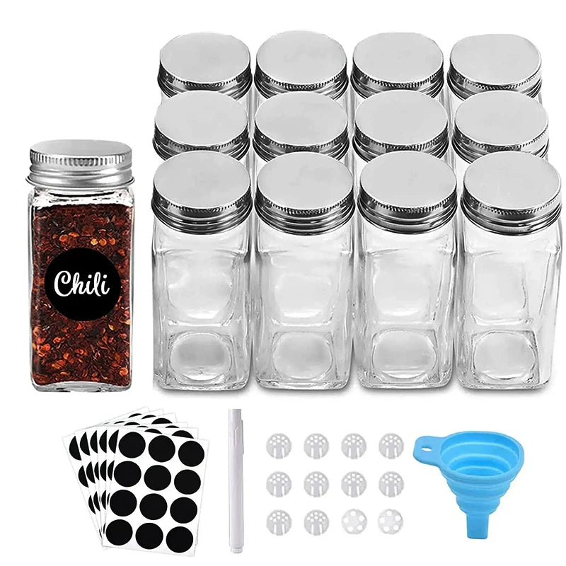 Camping Seasoning Jar Set for Spice 12pcs 24pcs Kitchen Glass Spice Jar Set 120ml Glass Spice Jar Set - 图片 3