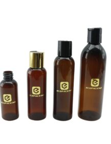 8oz 250ml Amber Plastic Bottles Amber PET Rounds Black Flip Top Caps Pump