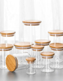 Empty 6oz Massage Glass Candle Jar Heat Resistance High Brosilicone Candle Jars With Bamboo Lids