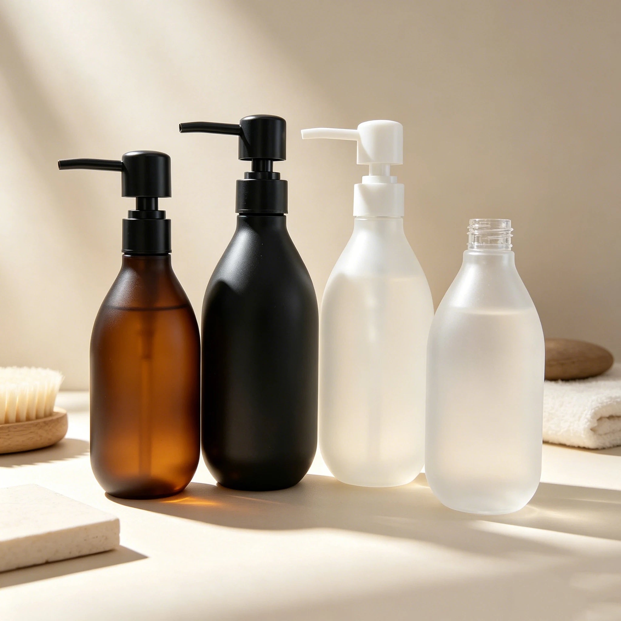 Custom 300ml 500ml PET Vase-Shaped Plastic Pump Bottle with Design for Cosmetic Lotion Packaging Silk Screen Printing - 图片 3
