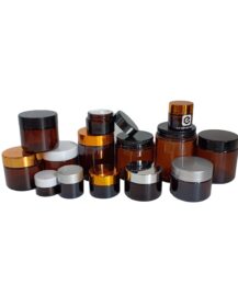 Stock Cosmetic 5g 10g 15g 20g 30g 50g 60g 100g 2oz 4oz Amber Glass Cream Jar With Gold Black Lid Skincare for Packaging M888