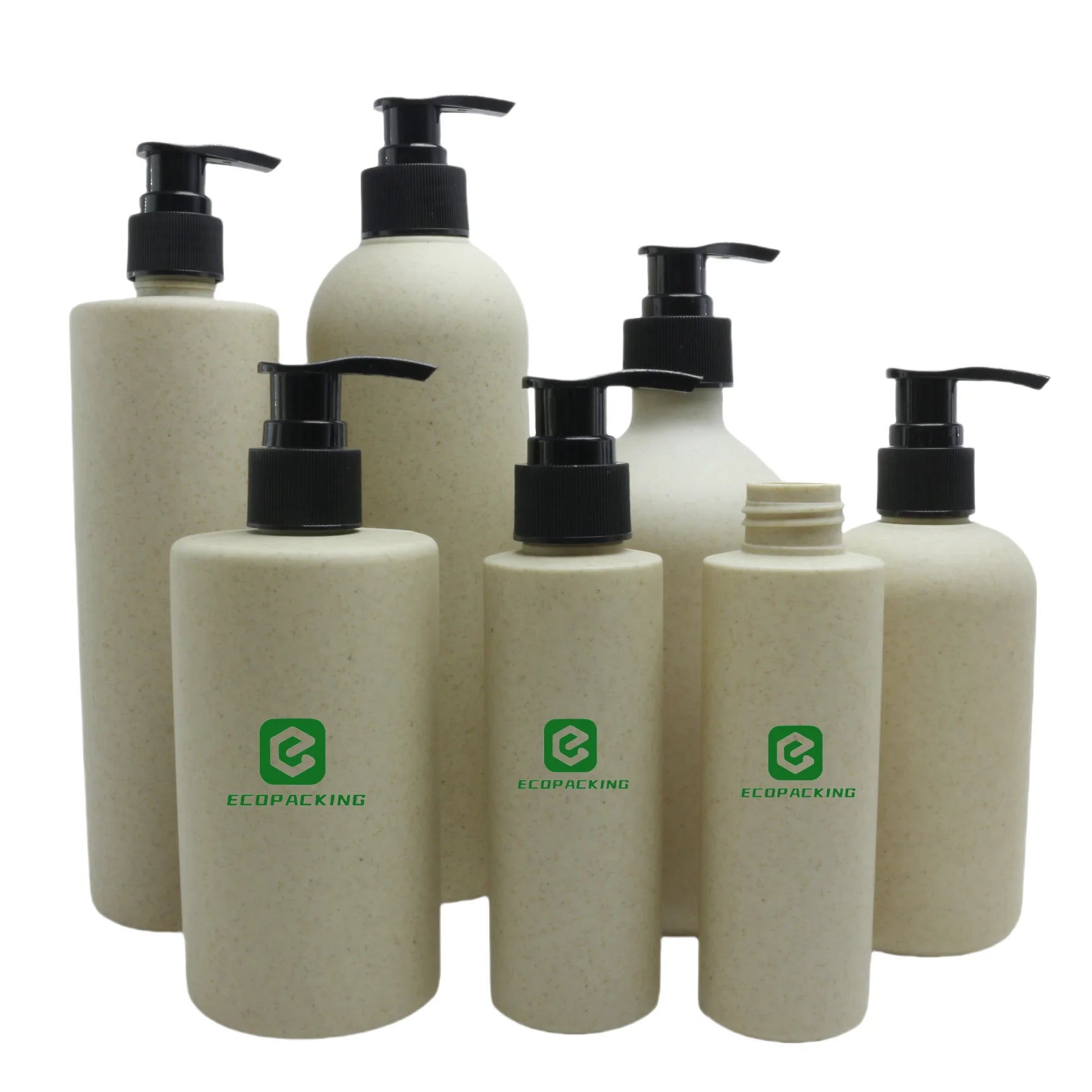 Eco Friendly Biodegradable Container 300ml Plastic Bottle Wheat Straw Recyclable Bottles for Shower Gel Shampoo - 图片 4