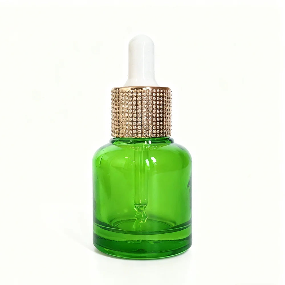 Cosmetic Perfume Glass Bottle Luxury Essential Oil 10ml 20ml 30ml 1oz Green Serum Glass Dropper Bottle for Cosmetics - 图片 4