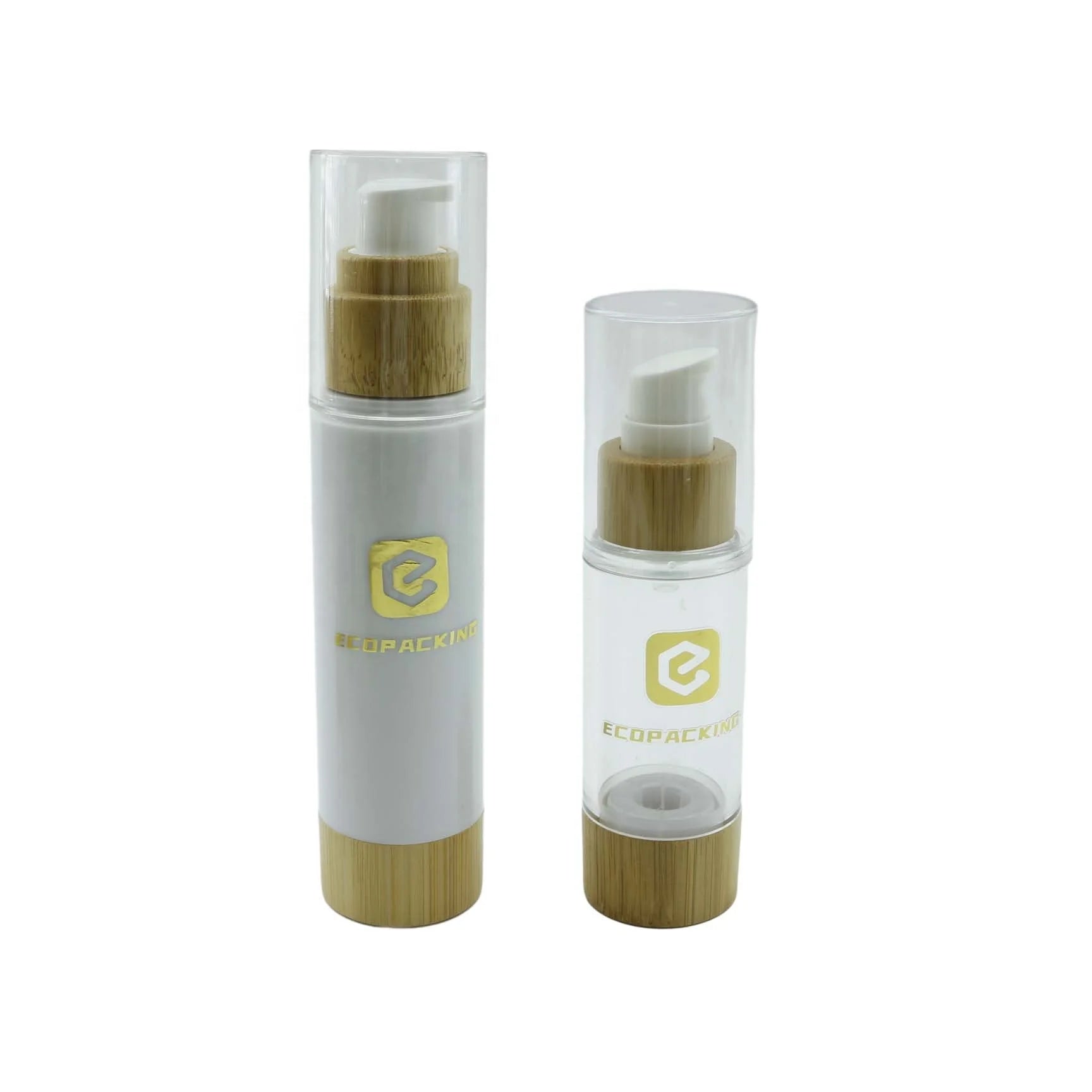 Hot Sale 100ml Custom White Bamboo Airless Pump Bottle clear Plastic Cream Bottle - 图片 2