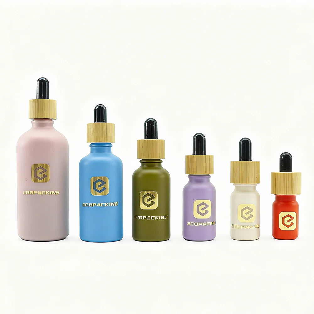15-100ml Round Green Frosted Glass Cosmetic Dropper Bottles for Essential Oil and Mascara Packaging - 图片 2