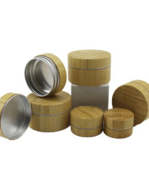 Eco Friendly Luxury Natural Face Cream Cosmetics Container Bamboo Jar Aluminum Jars 15g 30g 50g 100g With Bamboo Lid