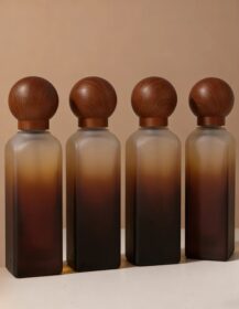 Customized Cosmetics Packaging Set for Facial Cleanser Face Cream Glass Cylinder Bottles Wooden Pump Spray Matte