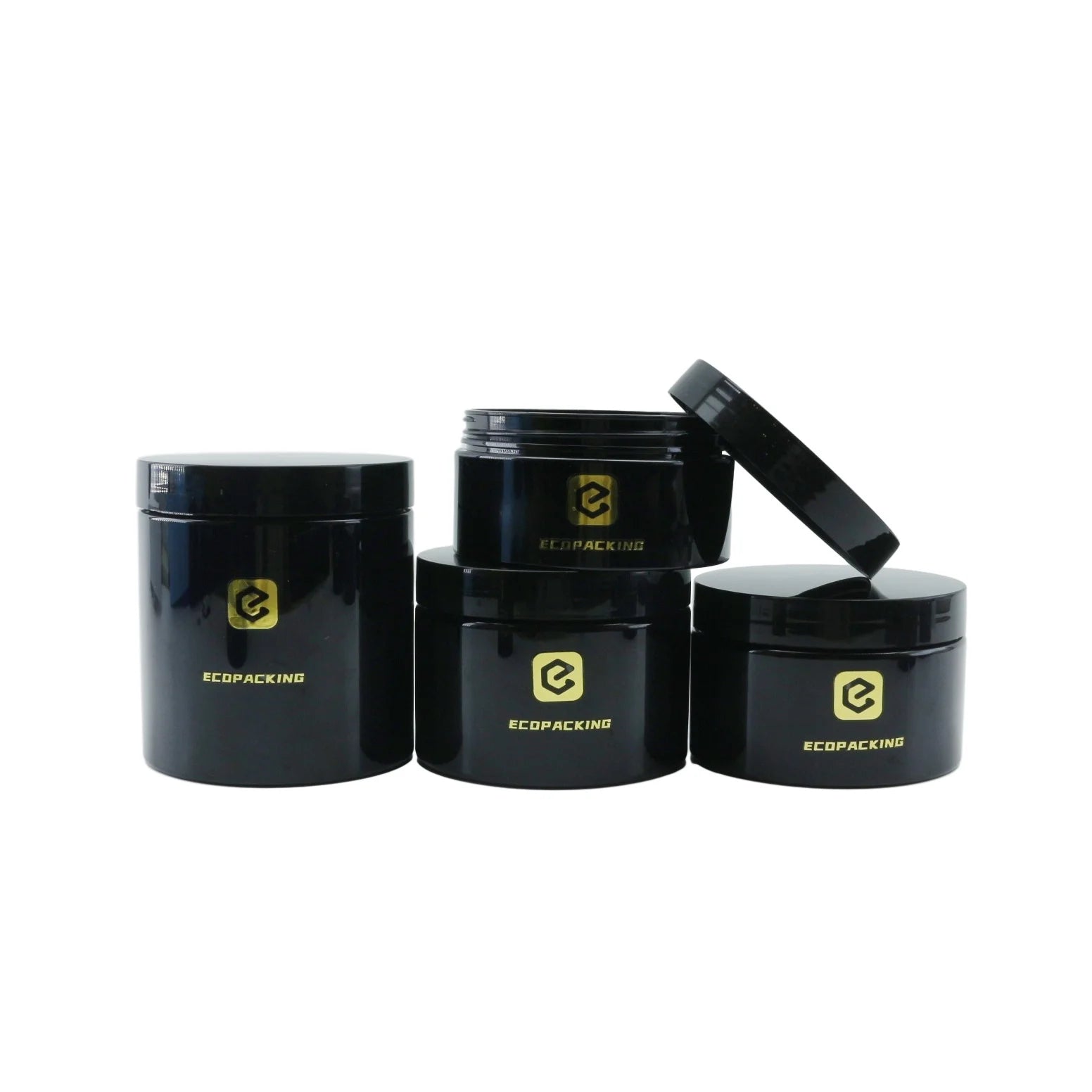 200ml 250ml 8oz Empty Cosmetic Container Frosted Black Plastic Jar with Matte Black Screw Lid for Cream Hair Gel Food Plastic