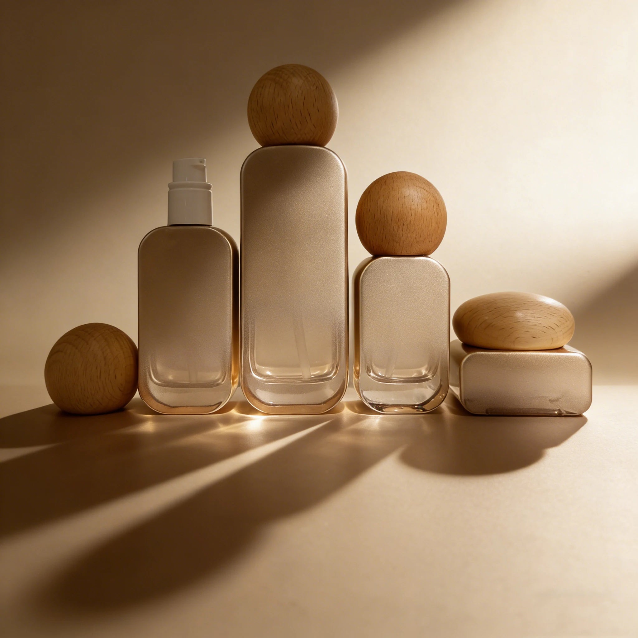 Cosmetic Packaging Set 10ml 20ml 30ml 50ml 100ml 120ml Luxury Glass Lotion Pump Bottle 30g 50g Square Cream Jar - 图片 3