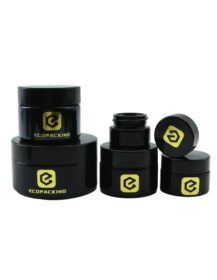 Empty Small UV Black Glass Jar Dark Violet Glass Eye Cream Jar With Lid