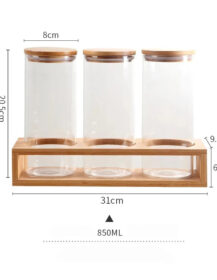 850ml Borosilicate Glass Food Grade Storage Jar with Bamboo Lid Screw Cap Screen Printed Carton Packed for Candy & Chocolate
