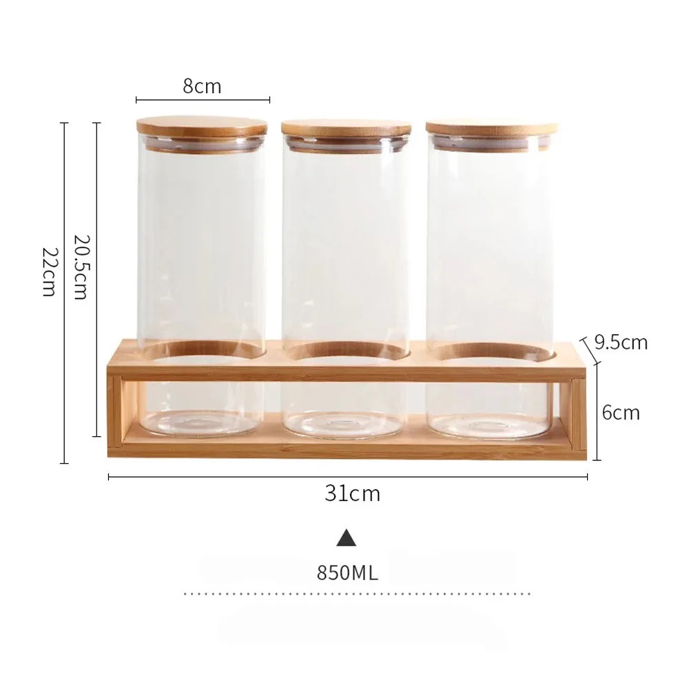 850ml Borosilicate Glass Food Grade Storage Jar with Bamboo Lid Screw Cap Screen Printed Carton Packed for Candy & Chocolate