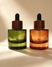 Custom 15ml 30ml 50ml Amber Green Glass Essential Oil Bottle for Skincare Serum and Hair Oil Package