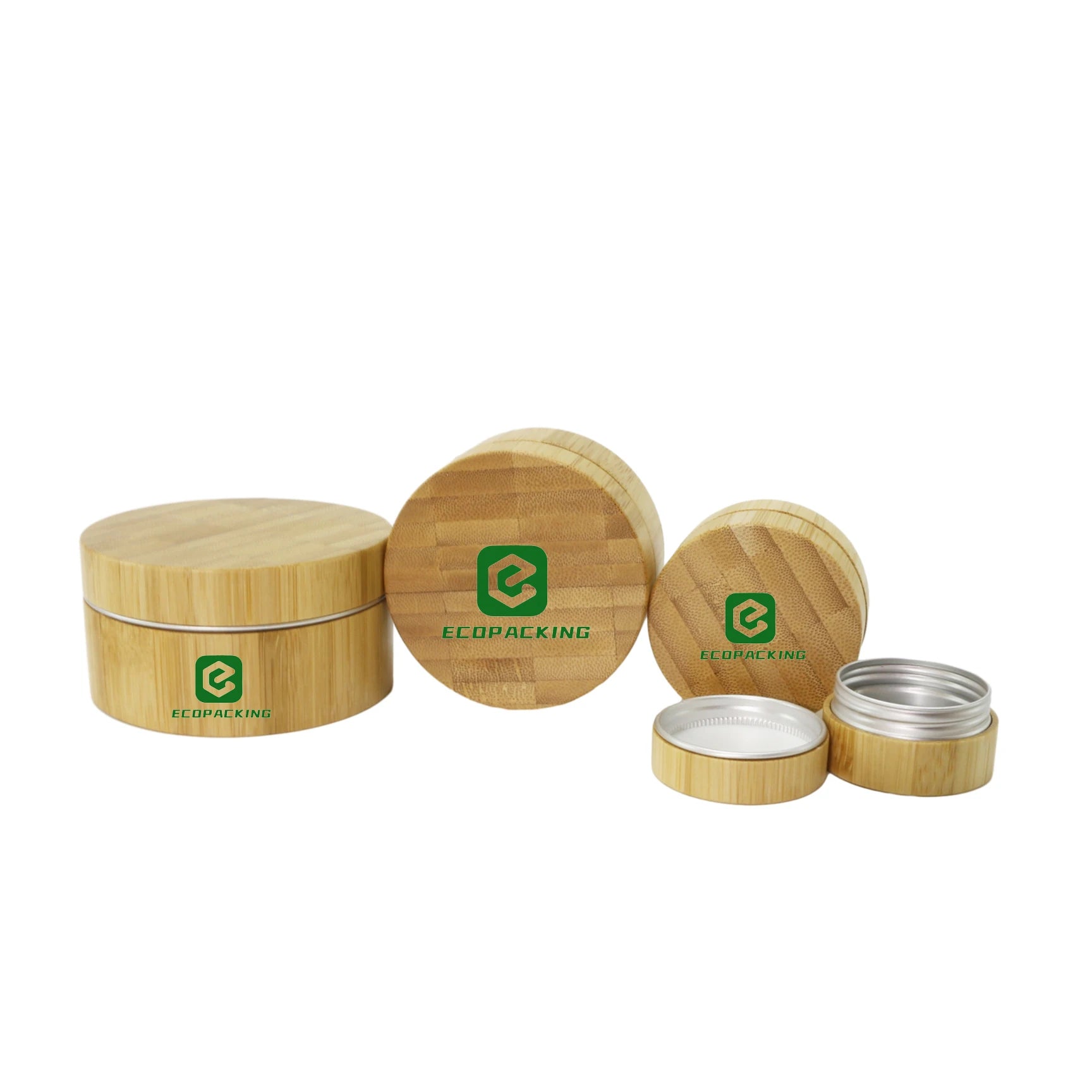 Skin Care Bamboo Tin Wood Jar Aluminum Cosmetic Metal Container - 图片 5