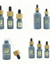 Mini 5ml 10ml 15ml Frosted Matte Black Essential Oil & Body Oil Glass Dropper Bottle Wood Bamboo Lid for Skin Care Cream Mascara