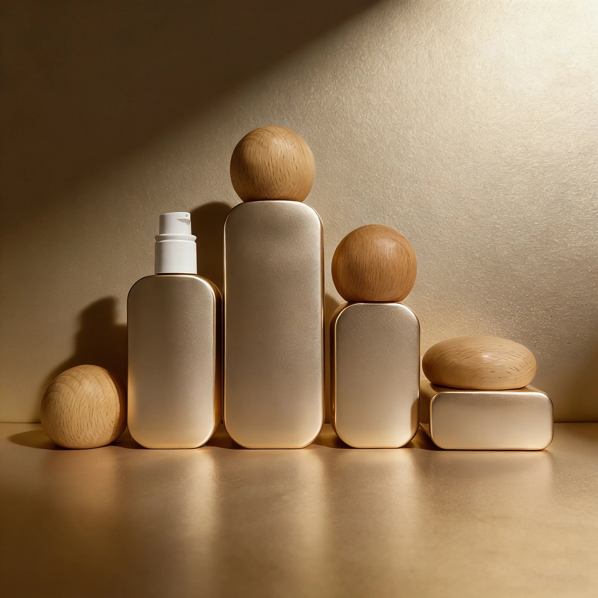 Cosmetic Packaging Set 30ml/50ml/100ml/120ml Luxury Glass Lotion Pump Serum Bottle 30g/50g Square Face Jar Bamboo Lid