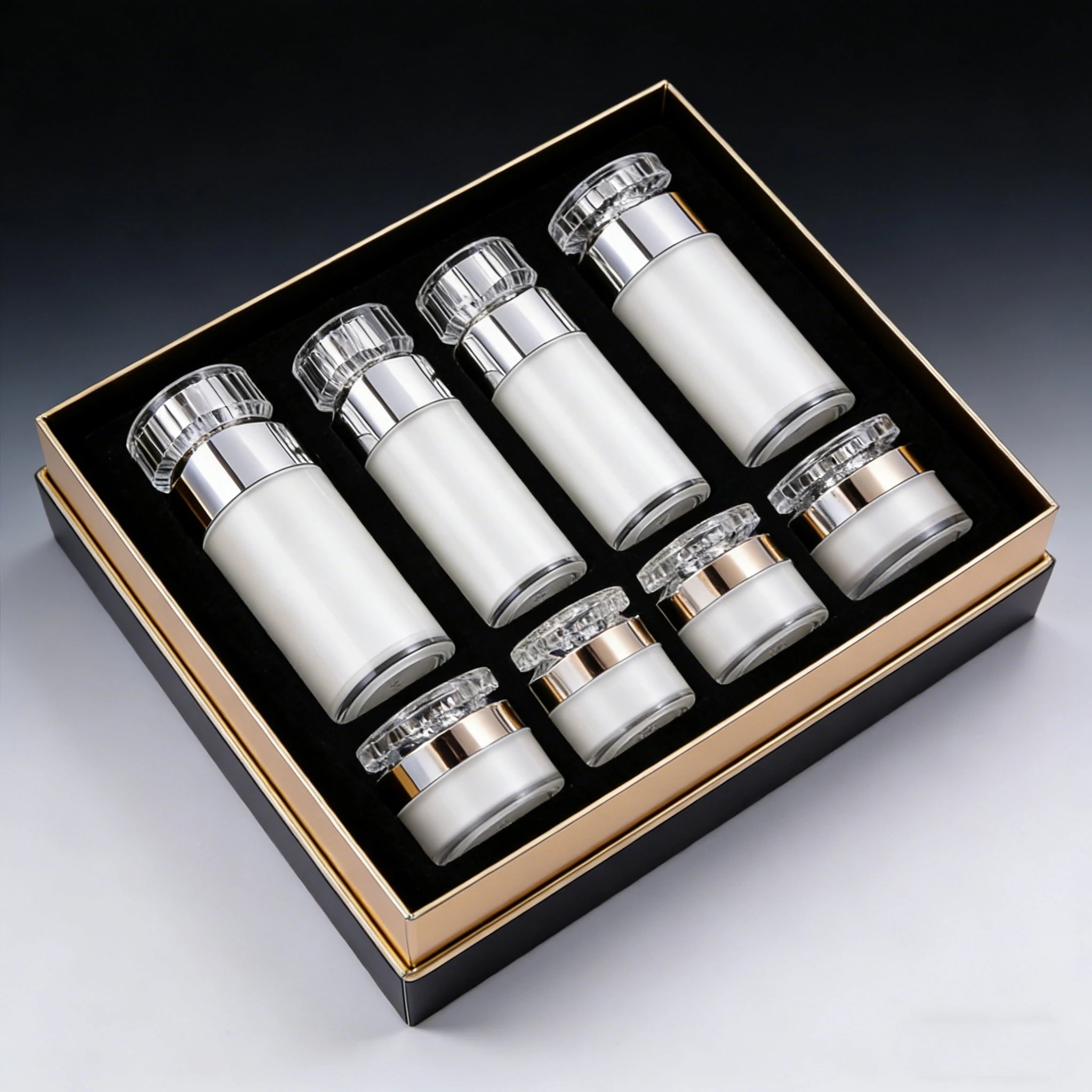 Luxury Pearl White 15/20/30/50g Cream Jars Empty 15/30/50/100ml Acrylic Airless Pump Serum Bottle with Glossy Surface Treatment