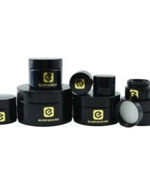 Empty Uv Black Cosmetic Container Round Glass Eye Cream Jar With Lids