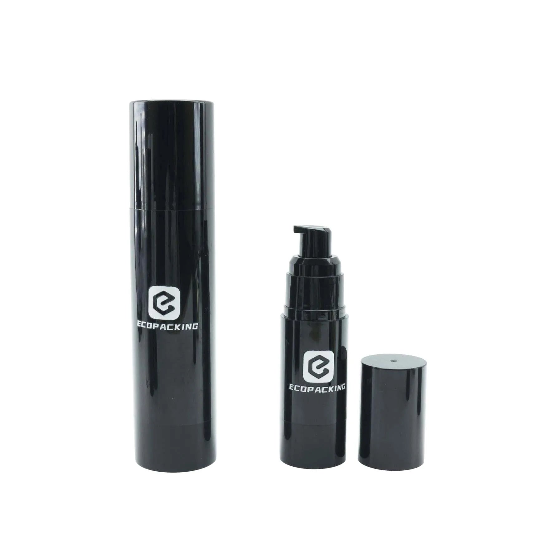 15ml 30ml 50ml Cosmetic Packaging Lotion Pump Black Round Skin Care Airless Bottle - 图片 4