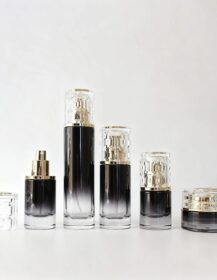 Luxury Skincare Cosmetic Packaging 20ml 30ml 50ml 100ml 120ml Black Glass Lotion Pump Bottle Serum Spray Bottles and Cream Jar