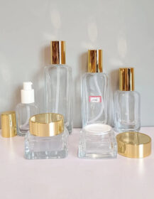 Luxury Skincare Packaging 30g 50ml Glass Face Cream Jar and Bottle Set 30ml 100ml 120ml Lotion Cosmetic Glass Bottle Serum