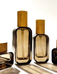 Wholesale Luxury Glass Square Gradient Orange Skin Care Cream Pump Sealing Screen Printed Gold Stamping Decoration Firing Bottle