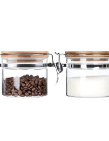 OEM Custom High Borosilicate Glass Storage Jar with Bamboo Wooden Lid Kitchen Jar Storage Set for Food Carton Packing