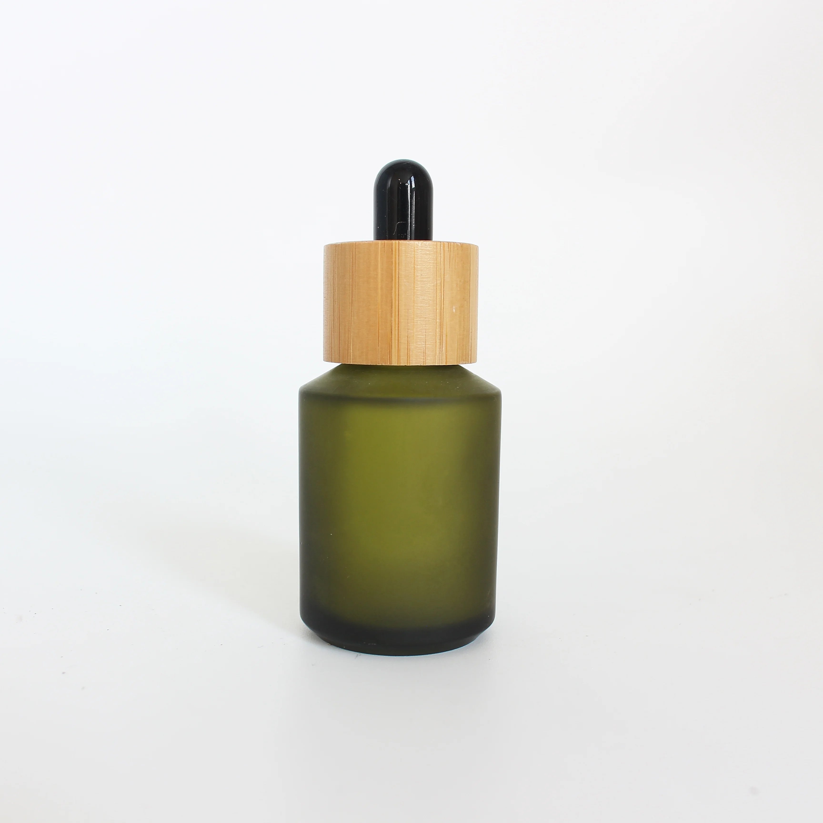 Luxury Empty Slanted Shoulder Cosmetic Frosted Green Glass Lotion Pump Bottle 15ml 30ml 60ml 100ml 125ml 200ml - 图片 3