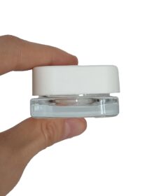 square White Black CRC Cap 3ml 5ml 7ml 9ml Small Eye Cream Cosmetic Lip Balm Glass Concentrate Jar with Childproof Cap