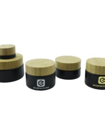 5ml 10ml 15ml 20ml 30ml 50ml Frosted Black Glass Jar Black Glass Jar with Bamboo Wood Grain Lid