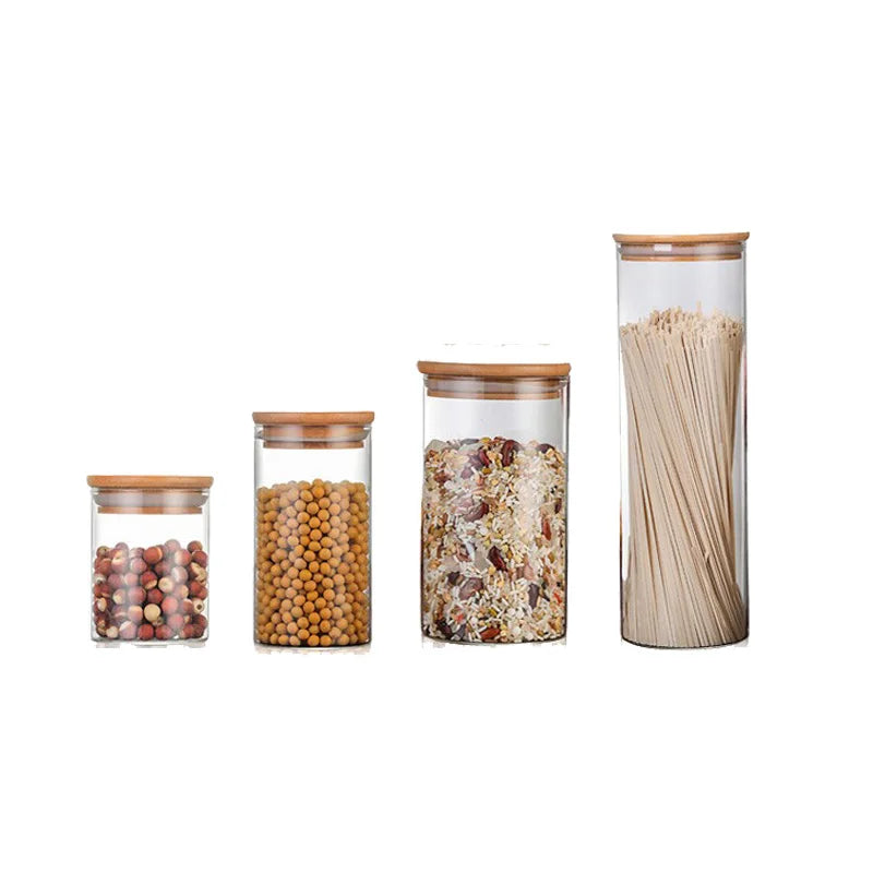 Wide Mouth Bamboo Lid 2 oz 4 oz 8 oz 16 oz Glass Jars for Food Jams Candle