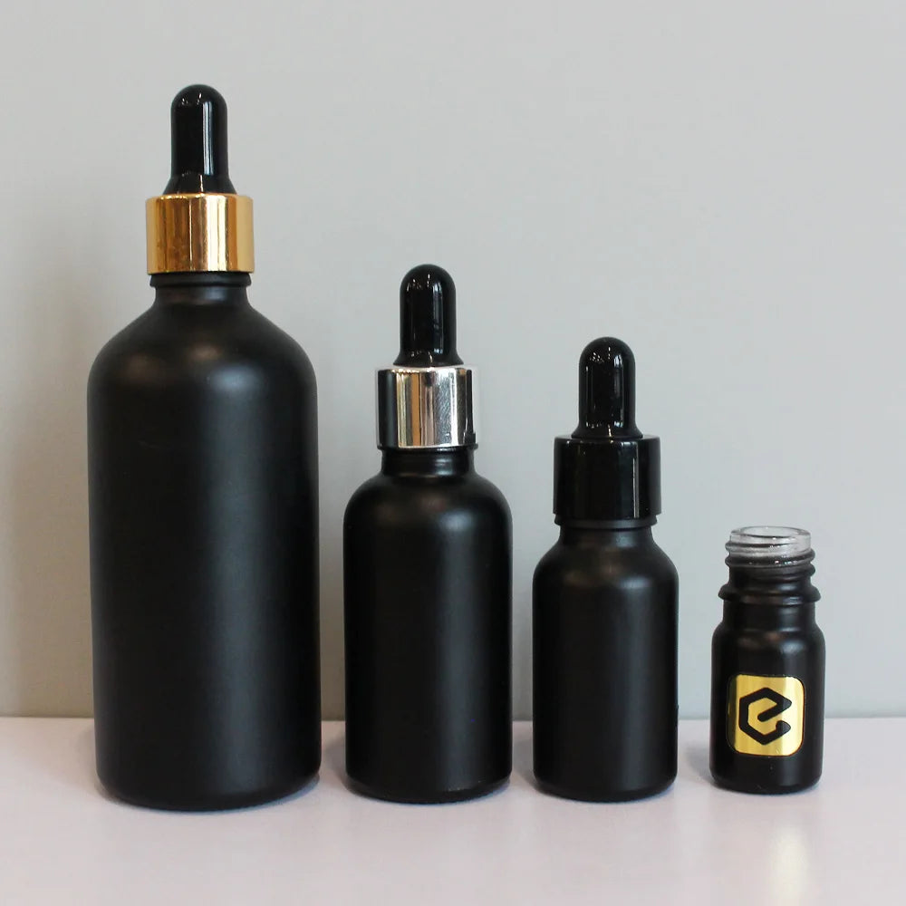 Luxury Cosmetics 1 oz 2 oz 4 oz Matte Black Glass Dropper Bottles for Essential Oil Serum Hair Oil Dropper Bottle - 图片 2