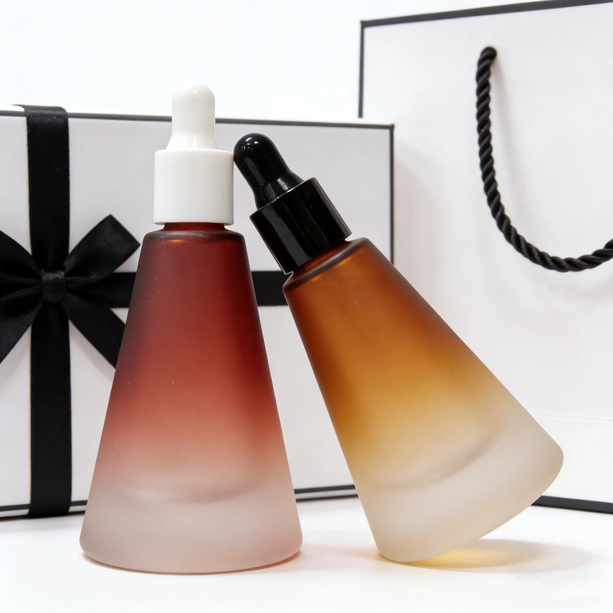 Luxury Frost Gradient Amber Essential Oil Dropper Glass Bottle Empty Cosmetic Personal Care Glass Bottle 15ml - 图片 6
