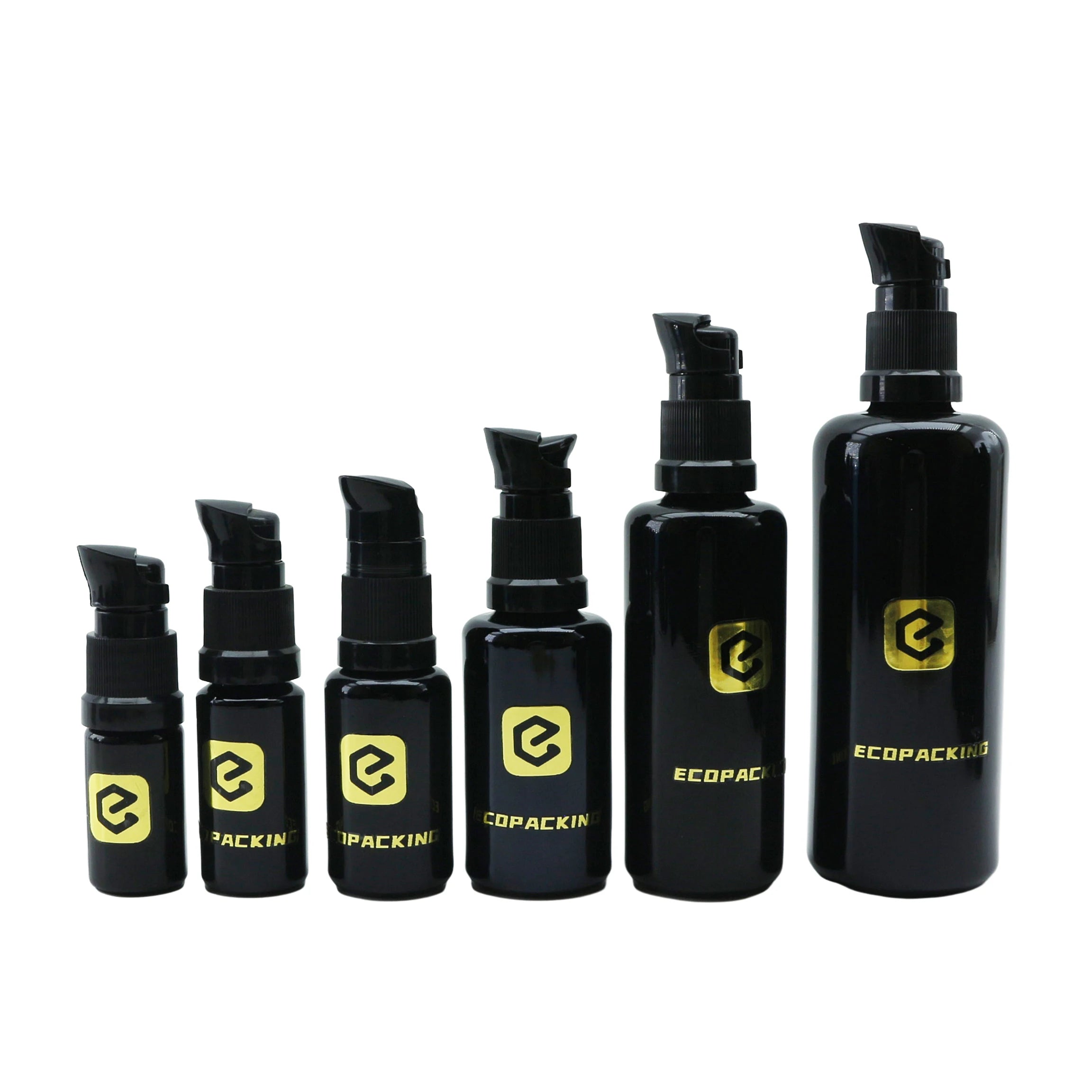 Empty Black Uv Dark Violet Glass Cosmetic Oil Pump Bottle for Body Lotion Hair Oil - 图片 3