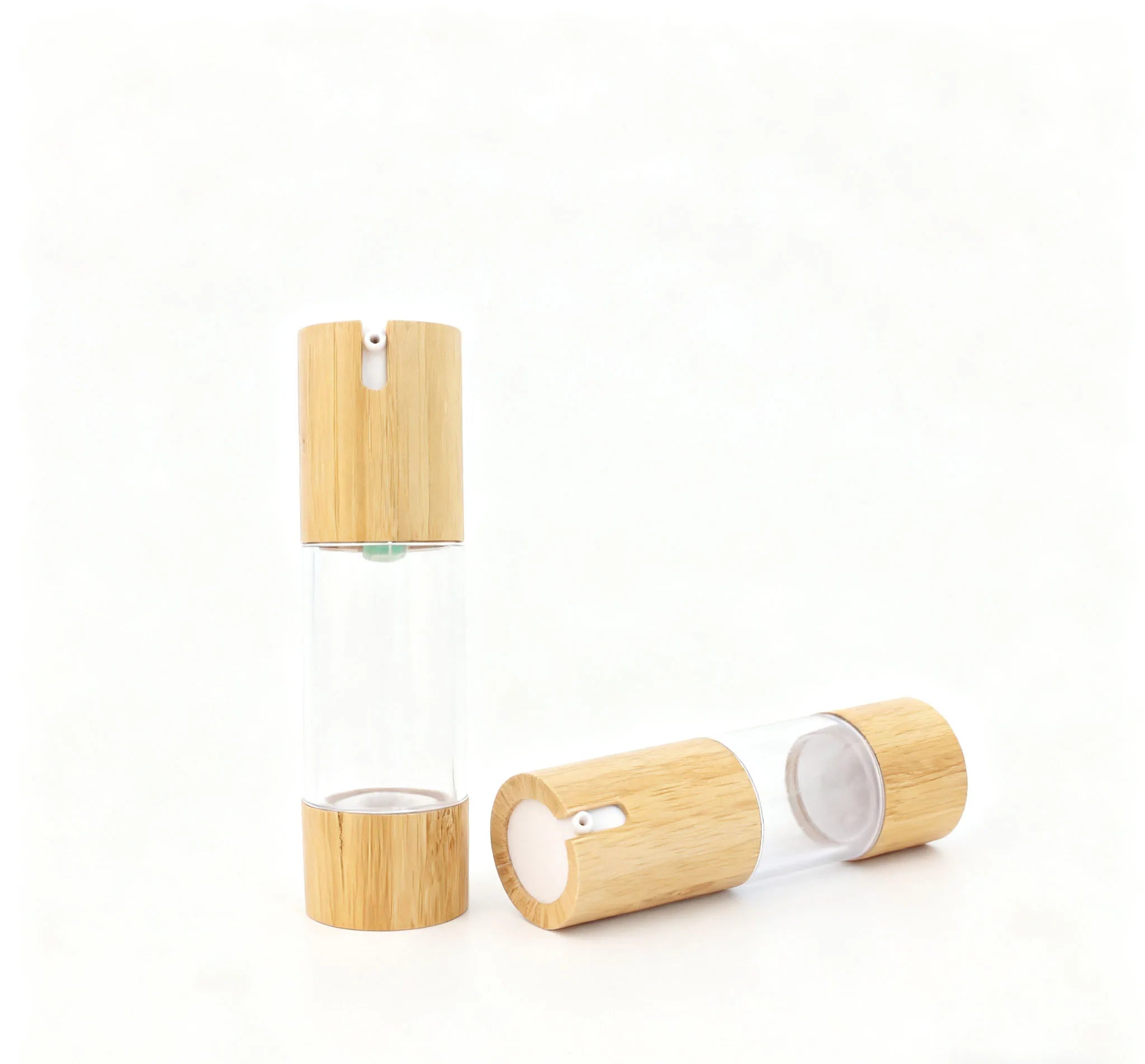 Body Lotion Cream Cosmetic Bottle Packaging 30ml 50ml Bamboo Airless Pump Bottles for Serum - 图片 2