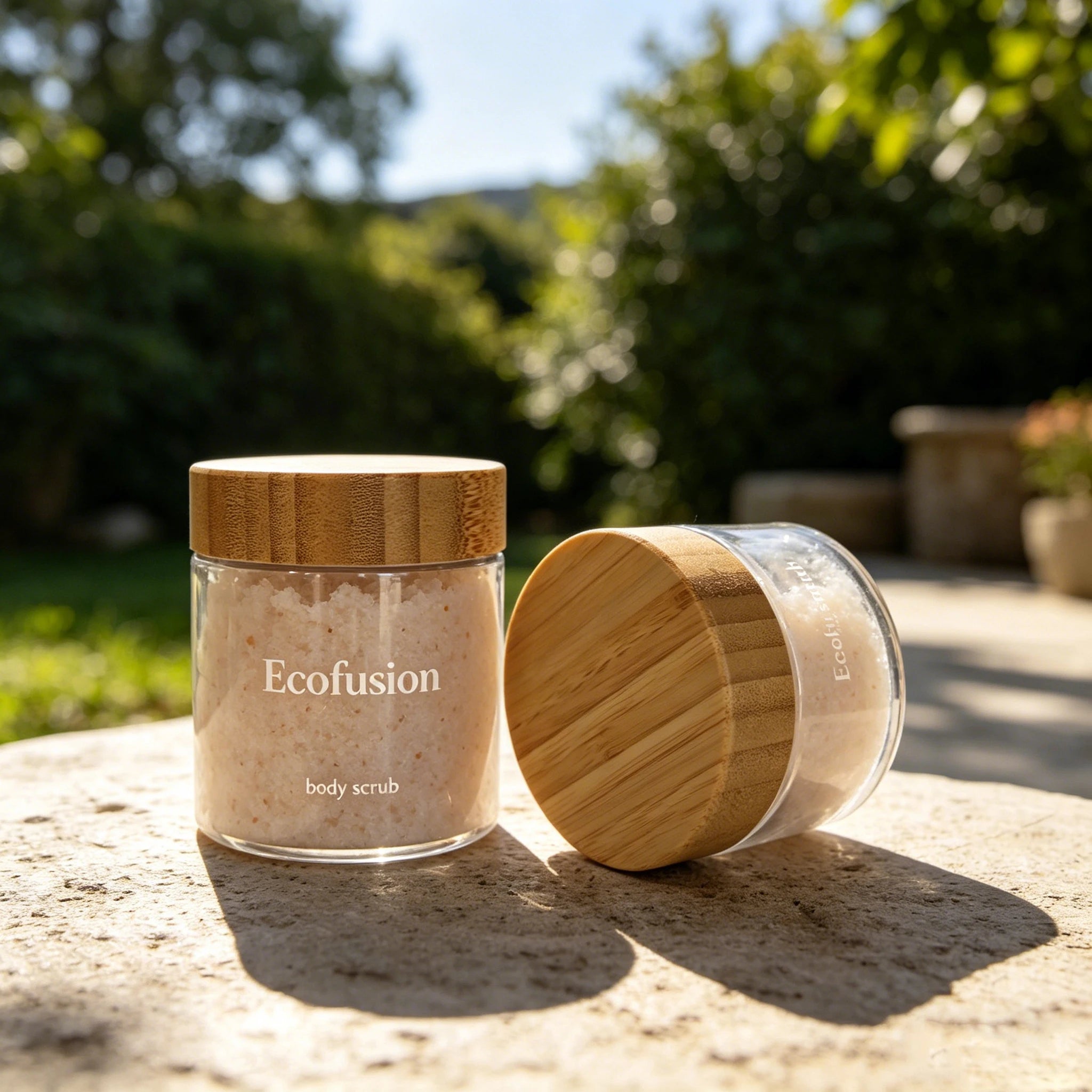 Eco Friendly Skincare Body Scrub PET Plastic Cosmetic Butter Cream Jar with Bamboo Lid Packaging