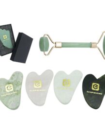 Facial Massage Tool Jade Massager Roller Set Green Pink Gua Sha Stone Jade Roller for Face C888