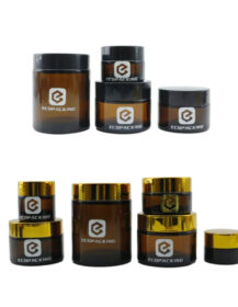 Empty 8oz Skincare Amber Glass Jar Tin Container Packaging 250g Body Face Cream Jar for Body Butter