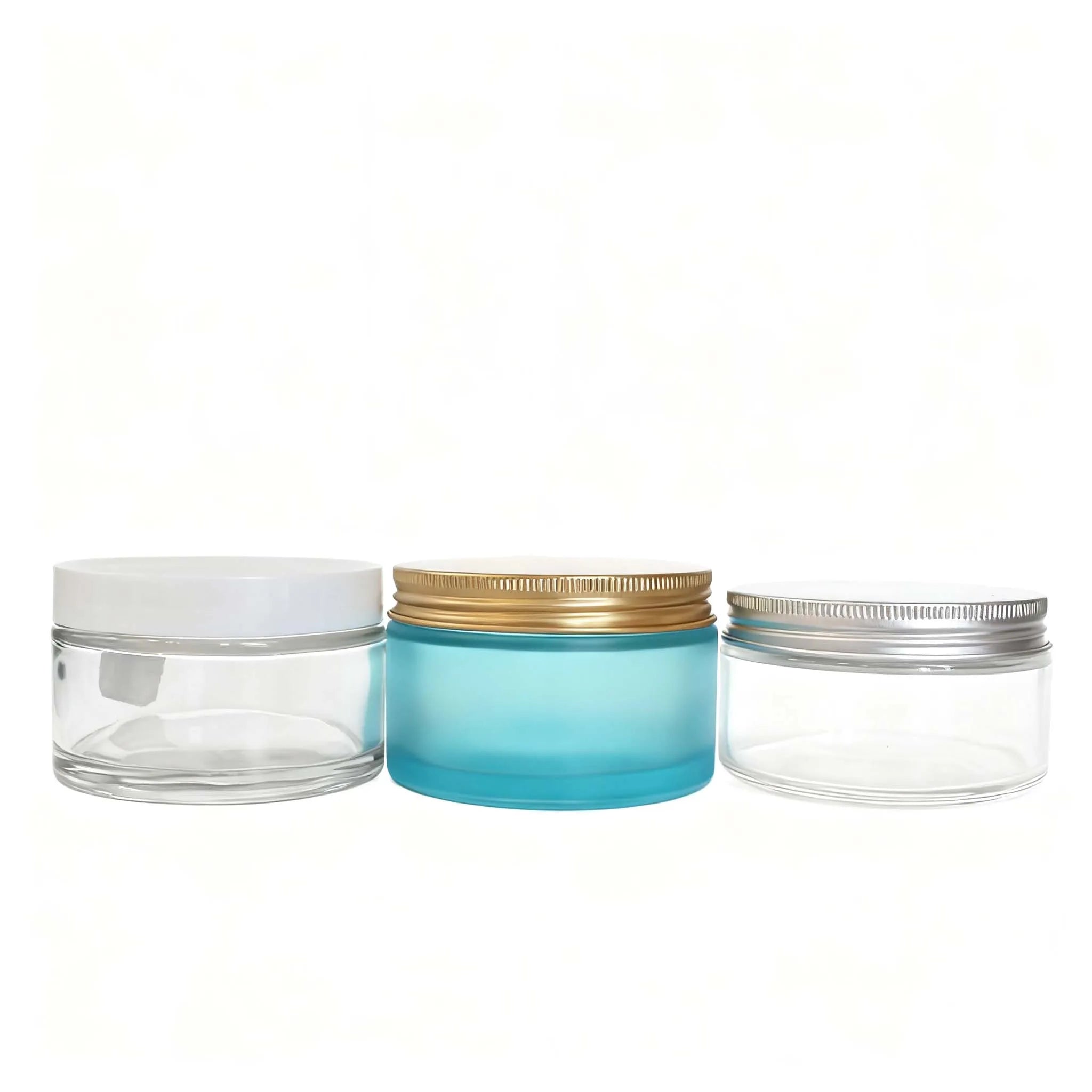 Body Butters Face Cream Frosted Large 200g 16oz Frosted Glass Jar with Lid Packaging - 图片 4