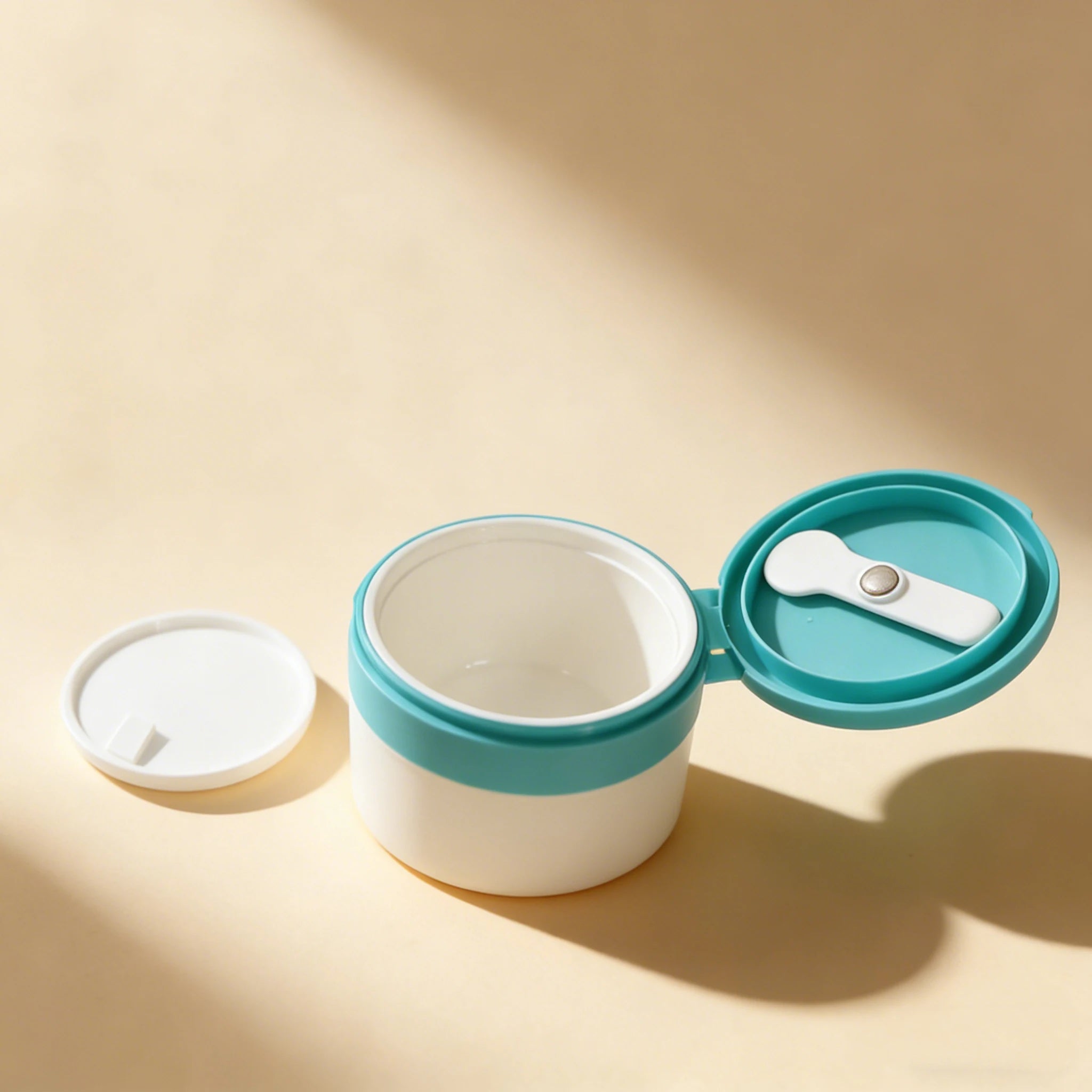 Travel-Friendly Plastic Skincare Container Cleansing Balm Jar with Built-in Spoon for Face Cream & Mask - 图片 6