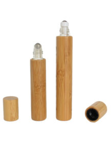 Custom Empty 5ml 10ml Roll on Essential Perfume Oil Glass Attar Bottles With Bamboo Wooden Cover Portable Perfume Bottle