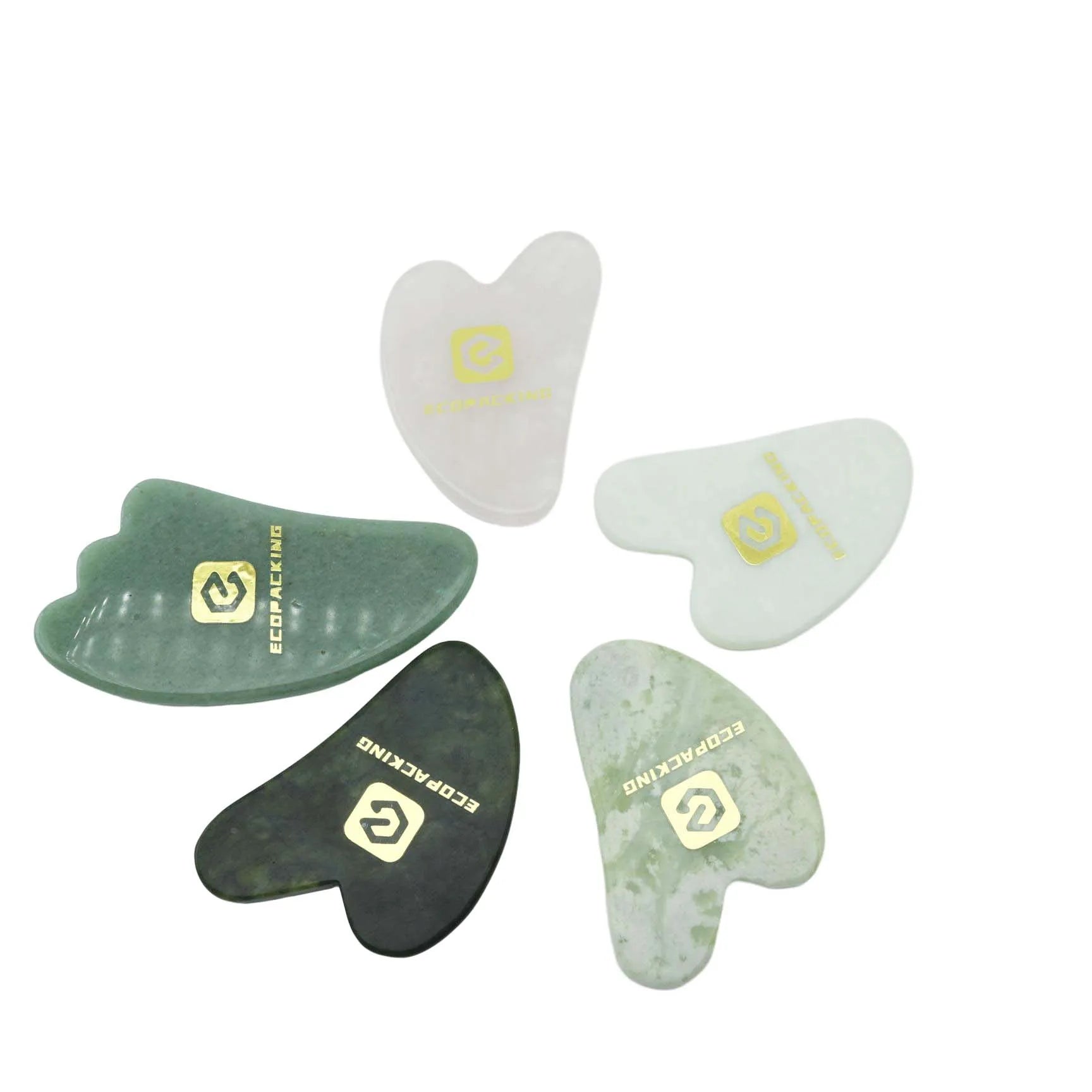 Best Selling Green Gua Sha Facial Body Massage Tools Wholesale Jade Scraping Board Rose Quartz Jade Gua Sha Stone Set
